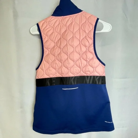 Nike Running AeroLayer Quilted Vest Jacket Size XS Pink Gray Blue color block - Picture 6 of 12